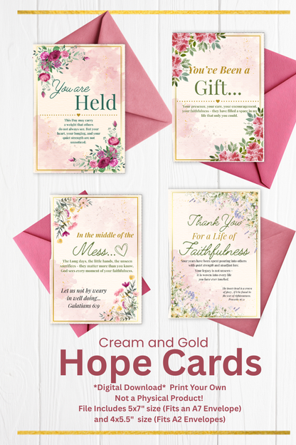 Cream and Gold  - Print Your Own Hope Cards