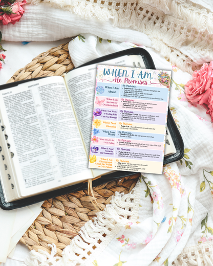 When I Am... He Promises... Printable Card
