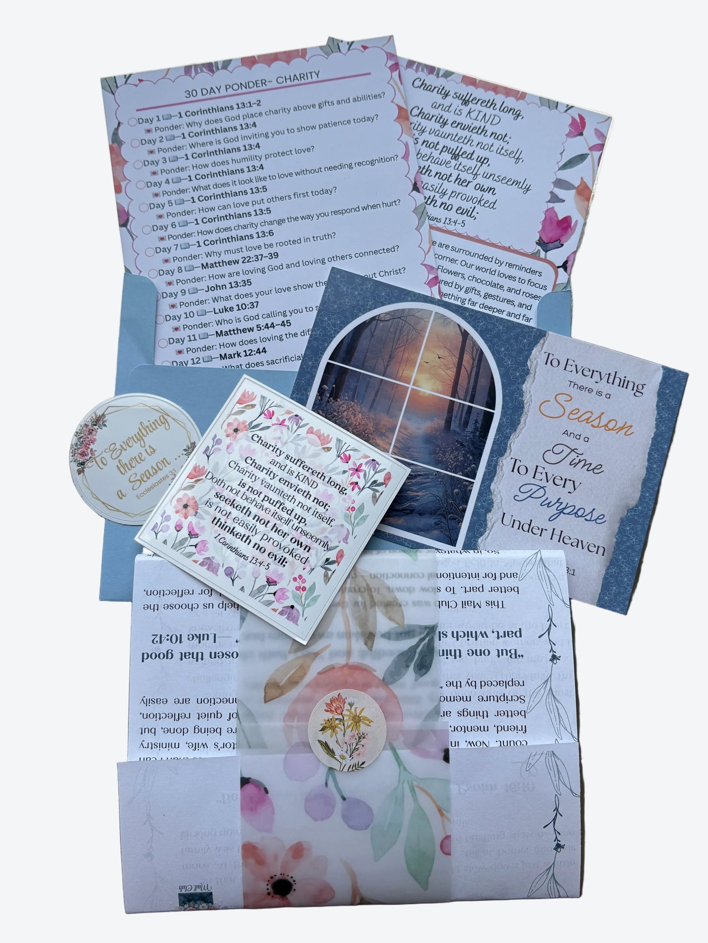 Collection of greeting cards and stationery items on a textured surface