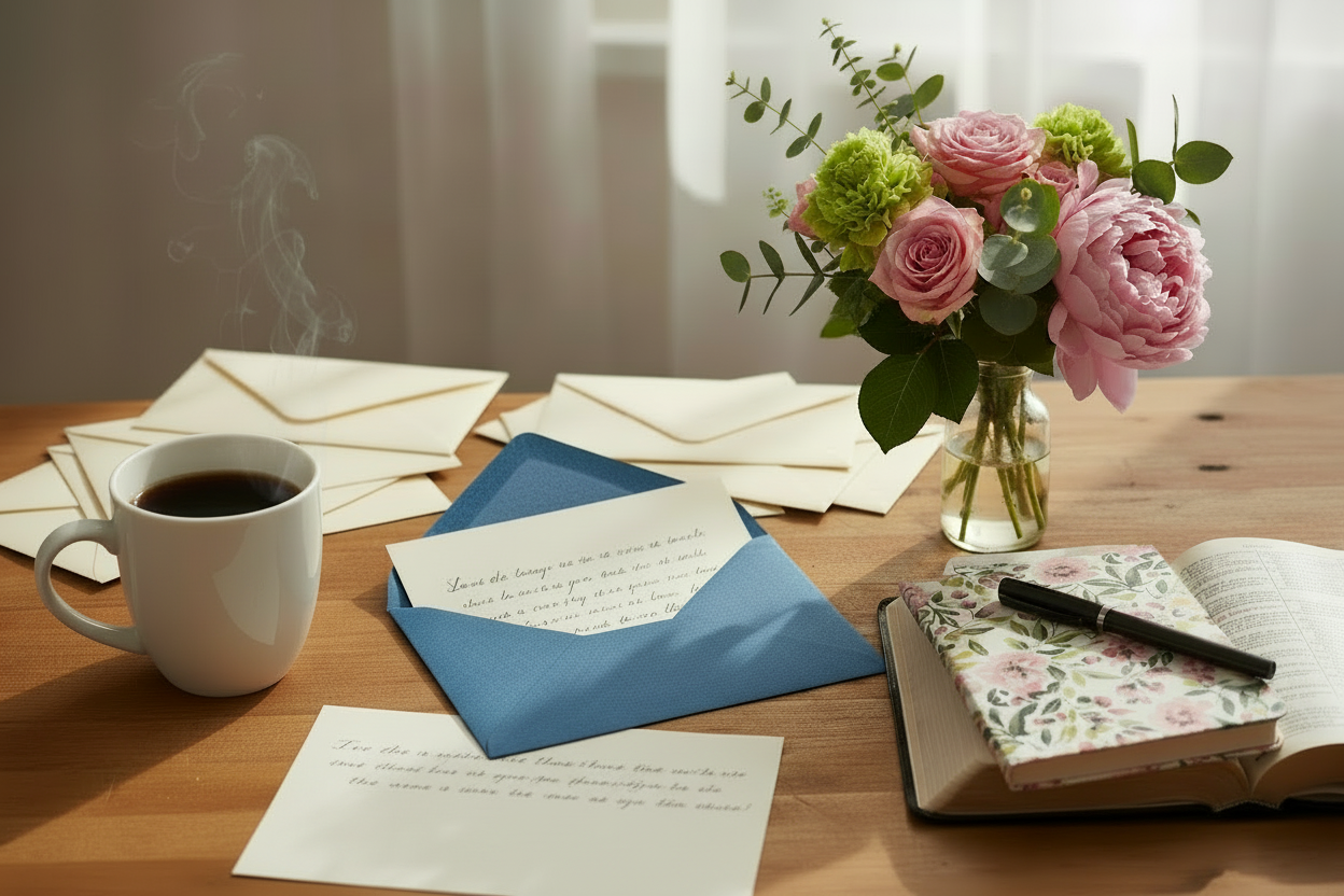 Make it look there is a half written letter by the coffee cup